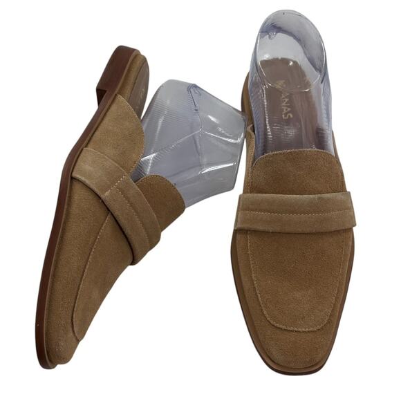 Kaanas Tan Cogno Suede Square Toe Slip On Mules - Picture 6 of 11